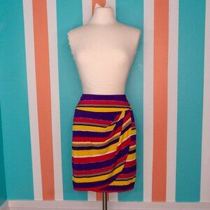 Kelly & Diane Color Striped Faux-Wrap Skirt
